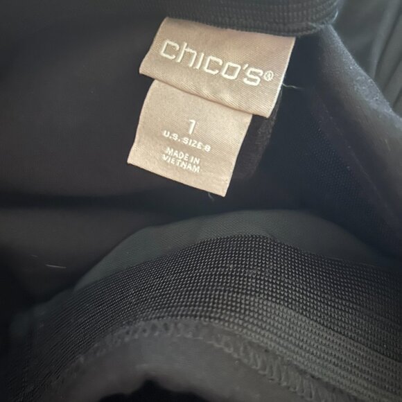 EUC Chicos Ponte Pull On Pants 8 Black Stretch Knit Elastic Waist Faux Pockets - Picture 10 of 11